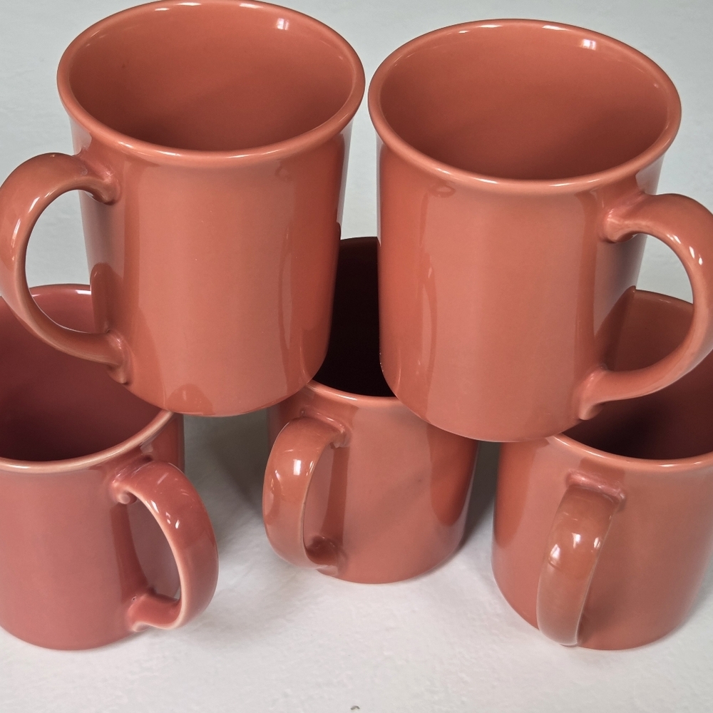 Corningware Vintage Coral Mugs x5